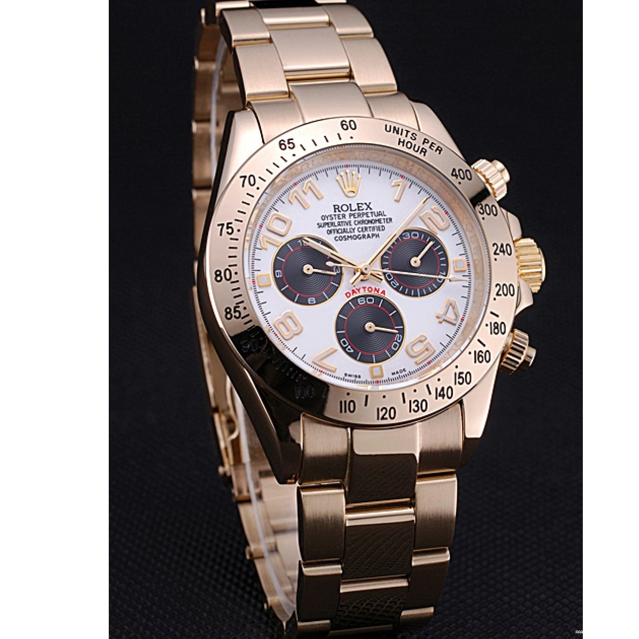 Aaa replica watch with White Black Cosmograph Rolex Gold Daytona 622548 Subdials Bracelet 0717